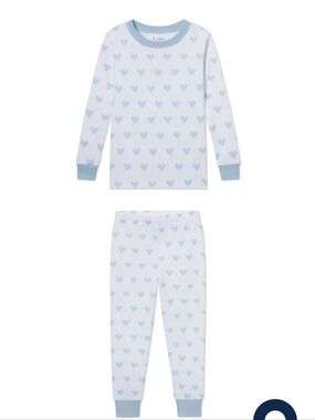 LAKE French Blue Heart Print Kids Pajama Set